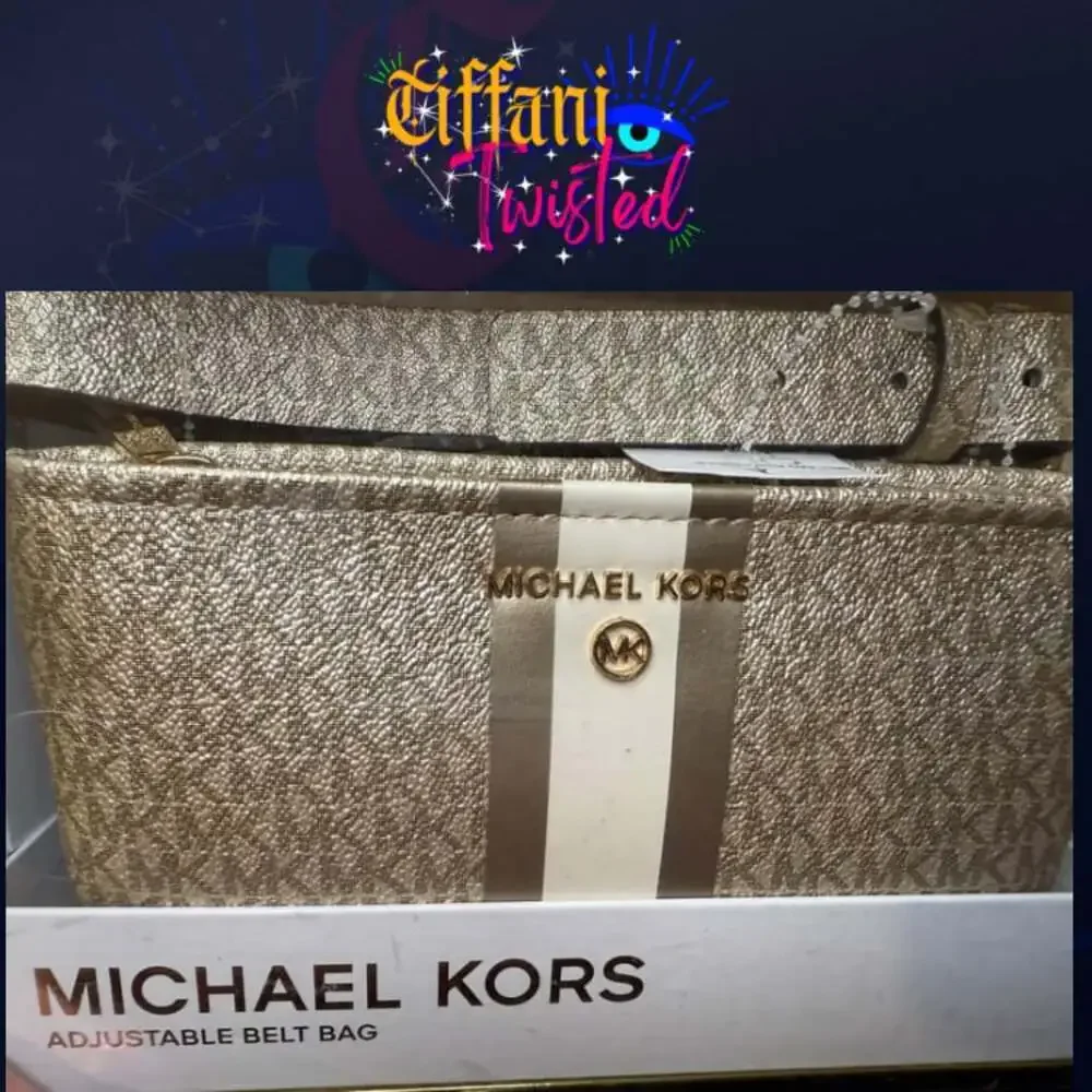 Michael Kors Adjustable Belt Bag Gold Signature NWT In Box